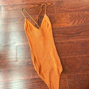 Abercrombie & Fitch Brown Ribbed Bodysuit